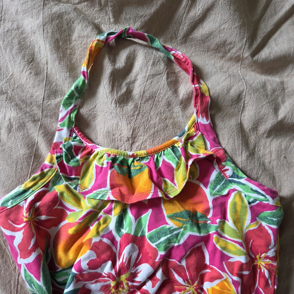 Pink Floral Halter Tank Top - Picture 2 of 4